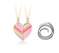 Pwsap Collana Dell Amicizia per 2 Bimba, Migliori Amici Mezzo Cuore Ciondolo Collane con 2 Corde di Cera, BFF Collane Magnetiche, Gioielli Dell'amicizia Regali per Bambini Donne Ragazze Amici Sorelle