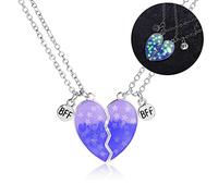 Pwsap Collane Magnetiche Uniche BFF, Collane a Catena con Ciondolo Cuore Best Friends con Luminoso, Collana Incandescente, Amicizia Gioielli Regali per Ragazze Amici Sorelle Madre