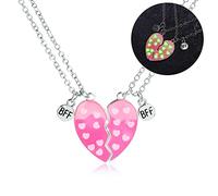Pwsap Collane Magnetiche Uniche BFF con Luminoso, Collane a Catena con Ciondolo Cuore Best Friends, Collana Incandescente, Amicizia Gioielli Regali per Ragazze Amici Madre Sorelle, Rosa