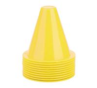 Pwshymi 10 Coni da Calcio, Dischi da Allenamento, Pali da Calcio, Fondo Piatto, Quadrato, Impilabili, per Allenamenti (Giallo)