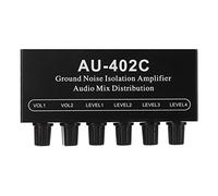 Pwshymi Amplificatore di Isolamento del Rumore di Terra con Splitter Audio Stereo a Doppio Canale per Mixaggio Audio Professionale con Guscio in Metallo Mixer 4 in 2 Uscite