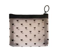 Pwshymi Borsa per Trucchi in Rete con Stampa di Cuori Elegante Organizer Cosmetico Portatile per Viaggi Uso Quotidiano Leggero 11,5 X 2 X 10,5 Cm