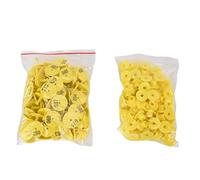 Pwshymi Etichetta Auricolare per Bestiame Etichette Rotonde Durevoli da 100 Pezzi con Numeri per Identificare Maiali, Pecore e volpi. Materiale TPU (Gialla)