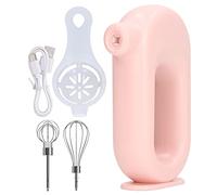 Pwshymi Miscelatore a Mano Elettrica USB Ricaricabile Ricaricabile a 4 velocità per Latte da Porta di Mano Regolabile con Batteria da 1200 MAh per la Cottura da Cucina Domestica (Roseo)