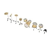Pwshymi Modello Mini Batteria, Set di Strumenti Decorativi per Casa delle Bambole in Metallo, per gli Amanti della Musica, 8 Pezzi da Collezione in Miniatura