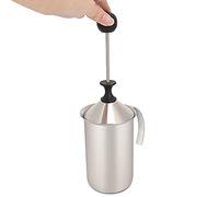 Pwshymi Schiumatore per Latte Manuale, Schiumatore per Latte Manuale a Doppio Strato in Acciaio Inossidabile da 400 Ml con Molla per Elettrodomestici da Cucina