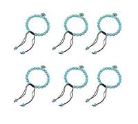 Pwshymi Set di 6 Bracciali Malocchio, Bracciali con Perline Blu Turchese Realizzati a Mano per Donne, Gioielli Boho Alla Moda, Ciondolo Occhio da 8 Mm