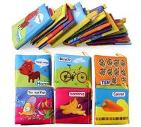 Pwshymi Set di Libri per il Bagnetto in Tessuto Morbido e Impermeabile per Giochi di Prima Educazione, 6 Pezzi per Neonati da 6 a 12 Mesi