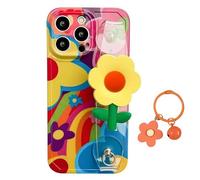 Pwzoax Flower with Lanyard Neck Strap Silicone Phone Case, off Phone Strap, Phone Lanyard Crossbody for iPhone 15 14 13 12 11 PRO Max (for iPhone 13pro,Phone Case+Wrist Strap)