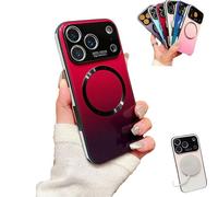 Pwzoax For iPhone 17 Promax Gradient Glass-Gloss Case Compatible with Magsafe, Magnetic phone Case with Full Camera Lens Protector for iPhone 17 16 15 14 13 Pro Max (17Pro Max,Red)