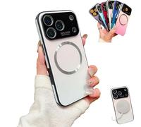 Pwzoax For iPhone Gradient Glass-Gloss Case Compatible with Magsafe, Magnetic phone Case with Full Camera Lens Protector for iPhone 17 16 15 14 13 Pro Max (15,White)