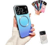 Pwzoax For iPhone Gradient Glass-Gloss Case Compatible with Magsafe, Magnetic phone Case with Full Camera Lens Protector for iPhone 17 16 15 14 13 Pro Max (14Pro,Blue)