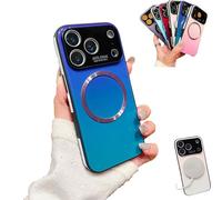 Pwzoax For iPhone Gradient Glass-Gloss Case Compatible with Magsafe, Magnetic phone Case with Full Camera Lens Protector for iPhone 17 16 15 14 13 Pro Max (14Pro Max,Purple)