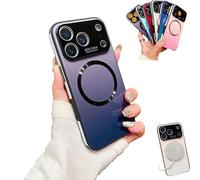 Pwzoax For iPhone Gradient Glass-Gloss Case Compatible with Magsafe, Magnetic phone Case with Full Camera Lens Protector for iPhone 17 16 15 14 13 Pro Max (15Pro Max,Black)