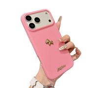 Pwzoax Red Bottom 3D Gold Lucky Horse Phone Case, Chinese New Year Phone Case for IPhone 17 16 15 14 13 Pro Max (15Plus,Pink)