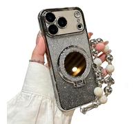 Pwzoax Sparkling Diamond Women's Phone Case with Mirror & Stand for iPhone 17 16 15 14 13 12 11 Pro Max (16 Plus,Silver)