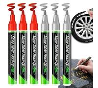 Pwzoax Tombstone Marker Pen for Restoring Faded Grave Inscriptions, 6Pack Waterproof Stone Touch-Up Pen, Strong Coverage Ideal for Gravestone Lettering (Red+Silver)