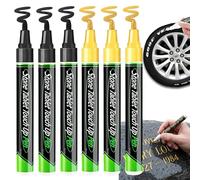 Pwzoax Tombstone Marker Pen for Restoring Faded Grave Inscriptions, 6Pack Waterproof Stone Touch-Up Pen, Strong Coverage Ideal for Gravestone Lettering (Black+Gold)