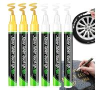 Pwzoax Tombstone Marker Pen for Restoring Faded Grave Inscriptions, 6Pack Waterproof Stone Touch-Up Pen, Strong Coverage Ideal for Gravestone Lettering (Gold+White)