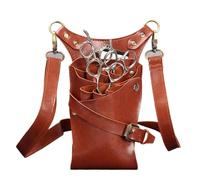 PXAMORTEL Borsa da parrucchiere Borsa portaoggetti Borsa for forbici for capelli Fondina for strumenti da stilista Cintura a tracolla for uomo Donna Barbiere Parrucchiere Borsa da barbiere(Brown)