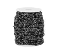 PXAMORTEL Catena con Sfere Metalliche, Catene con Perline a Sfera in Acciaio Inossidabile da 1,2-3 mm, 1 m, Multicolore, for la creazione di Gioielli Fai da Te(Black Color,Beads 1.6mm)