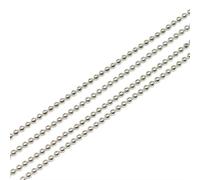 PXAMORTEL Catena con Sfere Metalliche, Catene di Perline a Sfera in Rame for la creazione di Gioielli Fai da Te Multicolore da 1,2-2,4 mm, Confezione Sfusa(Rhodium,2.0mm)