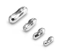PXAMORTEL Chiusure per Catene a Palline, Connettori for Catene a Sfere in Acciaio Inossidabile, Acciaio e Oro, Diverse Misure, 20 Pezzi e 50 Pezzi(Steel Color-100pcs,Fit 1.5mm Ball)
