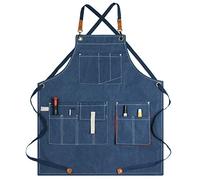 PXAMORTEL Grembiuli da giardinaggio, Grembiule da lavoro con tasche multiple e cinghie regolabili for uomo, multicolore, XL(Blue)