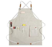 PXAMORTEL Grembiuli da giardinaggio, Grembiule da lavoro con tasche multiple e cinghie regolabili for uomo, multicolore, XL(White)