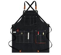 PXAMORTEL Grembiuli da giardinaggio, Grembiule da lavoro con tasche multiple e cinghie regolabili for uomo, multicolore, XL(Black)