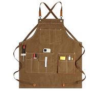 PXAMORTEL Grembiuli da giardinaggio, Grembiule da lavoro con tasche multiple e cinghie regolabili for uomo, multicolore, XL(Brown)