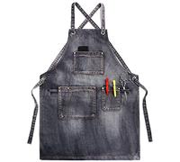 PXAMORTEL Grembiuli da giardinaggio, Grembiule da lavoro in tela da uomo con tasca portautensili multicolore(Black)