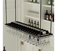 PXAMORTEL Portabottiglie in metallo, Portabottiglie da soffitto in metallo, altezza e larghezza regolabili, nero 60-140x27x8 cm(140x27x8cm)