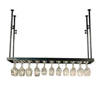 PXAMORTEL Portabottiglie in metallo, Portabottiglie da soffitto in metallo sospeso, regolabile in altezza, porta calici/bottiglie, nero, 60-120x30 cm(120x30cm)