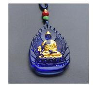 PXAMORTEL statua di buddha, 1 pz Collana con ciondolo amuleto in vetro con statua del Buddha della medicina con 108 catene di perline, unisex(#2 Blue)