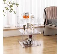 PXAMORTEL Tavolino in acrilico, tavolino da caffè, Comodino a 3 ripiani in acrilico con contenitore multicolore 40x40x60cm(Clear)