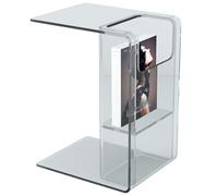 PXAMORTEL Tavolino in acrilico, tavolino da caffè, Tavolino da caffè in acrilico a forma di C, cestino portaoggetti, comodino multicolore, 18x14x24 pollici(Clear)
