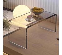 PXAMORTEL Tavolino in acrilico, tavolino da caffè, Tavolino da caffè in acrilico trasparente e grigio 30x30x(55-65) cm(Clear,30 x 30 x 65 cm)