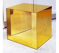 PXAMORTEL Tavolino in acrilico, tavolino da caffè, Tavolino da caffè quadrato in specchio acrilico multicolore, nessun montaggio richiesto(Gold)