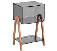 PXAMORTEL Tavolino in acrilico, tavolino da caffè, Tavolino laterale in acrilico a 3 ripiani con contenitore, confezione da 3, diverse misure, trasparente e grigio(Grey,Large)