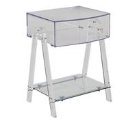 PXAMORTEL Tavolino in acrilico, tavolino da caffè, Tavolino laterale in acrilico a 3 ripiani con contenitore, confezione da 3, diverse misure, trasparente e grigio(Clear,Small)