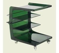 PXAMORTEL Tavolino in acrilico, tavolino da caffè, Tavolo portaoggetti in acrilico a 4 ripiani, mobile con ruote, multicolore, 53x40x55 cm(Green)