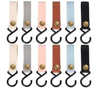 PXARMYYXGS 12 ganci a S per appendiabiti, ganci appendiabiti, gancio multifunzione con passante in pelle, gancio in pelle per appendere guardaroba, cucina, bagno, campeggio