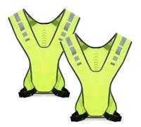 PXARMYYXGS 2 Pezzi Giubbotto Riflettente, Gilet Sicurezza Uomo Donna, Giubbotto Rifrangente per Bicicletta, Corsa, Jogging, Lavoro Stradale, Accessori visibilità Notturna con Tasche