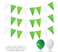 PXBSNB 2 bandierine verdi e bianche, 30 m, per esterni e interni, riutilizzabili, per esterni, da appendere alla cameretta dei bambini, per compleanni, feste, matrimoni, festival, decorazioni