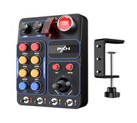 PXN CB1 Button Box, Scatola di Controllo PC per giochi di simulazione di corse, camion, volo e agricoltura | 19 tasti e interruttori Sim, Illuminazione RGB regolabile, Morsa di montaggio