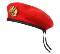 PXPLDYY Cappello Donna Berretto Unisex con Spilla A Forma di Aquila A Due Teste, da Uomo E da Donna, per Pittori, Autunno E Inverno, Caldo, Rosso, Taglia Unica
