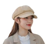 PXPLDYY Cappello Donna Cappelli da Donna, Versione retrò del Cappello Ottagonale, Berretto da Baseball Letterario per Il Tempo Libero, Quattro Stagioni, Color Cachi, 56-58 Cm