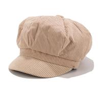 PXPLDYY Cappello Donna Cappello da Strillone Unisex in Velluto A Coste Tinta Unita, Stile Primavera-Autunno, Stile retrò, Unisex, Berretto Ottagonale Selvaggio, Cachi, Taglia Unica