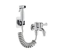 PXQCHAVLN Bidet for WC spruzzatore Bidet spruzzatore Testa Getto Cromato for WC Panno Pannolini spruzzatore for lavabo Dual Mode 2m Tubo G1/2 Doppio Rubinetto for WC, Spazzolato(Brushed)